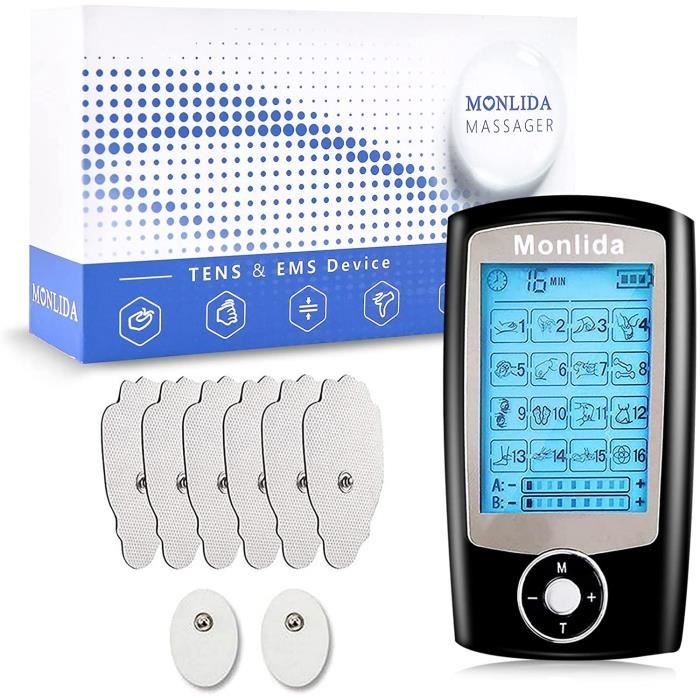 Monlida Électrostimulateur Tens Anti-Douleur professionnel et Électrostimulation Musculaire 16 programmes de Massage