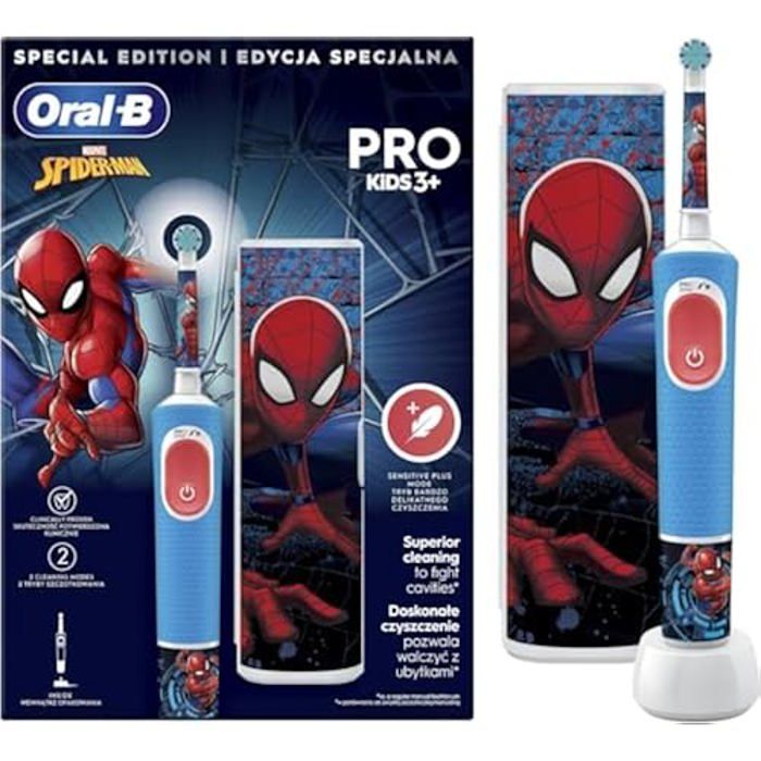 Brosse à dents électrique ORAL B Vitality Pro Kids Spiderman Étui de voyage inclus