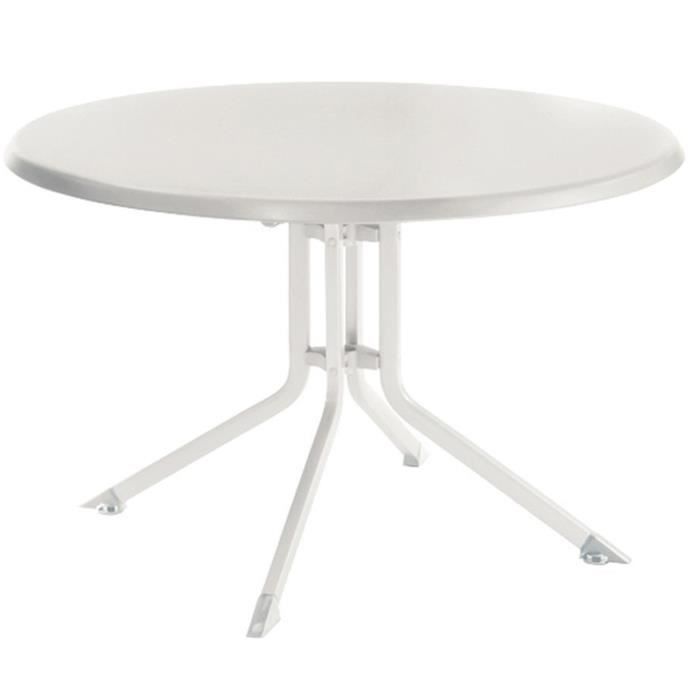 Table Ronde Pliante En Aluminium Coloris Blanc Dim O 100 X H 74