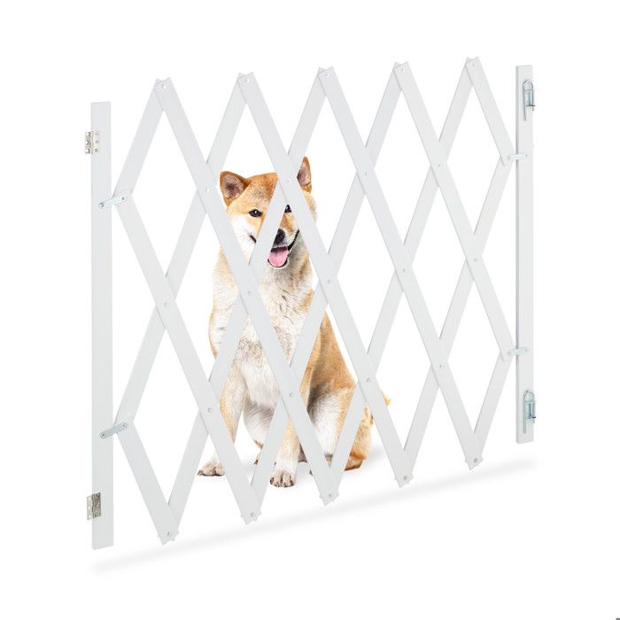 Meilleurs prix pour Relaxdays Barrière de sécurité, en bambou, pour chien, largeur 34-140 cm, hauteur : 87-99 cm, escaliers & porte, blanche
