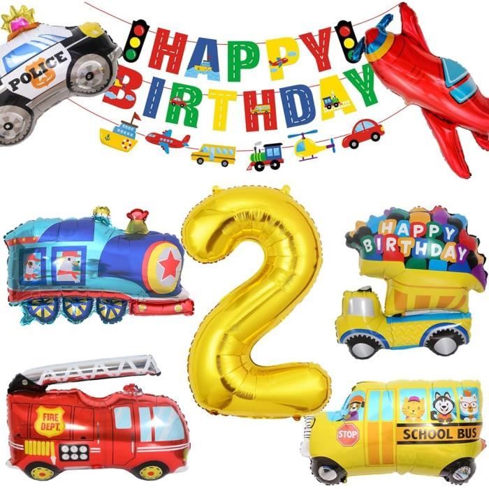 Kit Ballons Anniversaire Voiture Siphus - Deco Race Car Avec Ballons Aluminium Et Banderole Happy Birthday