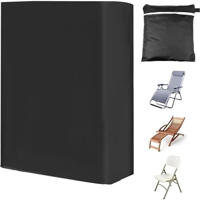 Housse De Protection Chaise Longue Pliante 71x34x110cm - Oxford 210D Noire - Imperméable Anti-UV Coupe-Vent