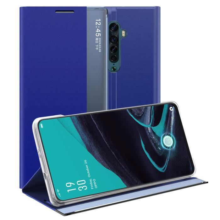 Oihxse Coque pour Oppo Reno 2 Smart View avec fonction support et fermeture magn/étique portefeuille en silicone transparent /étui en cuir original rouge