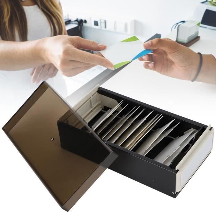 Boîte à cartes, 24,8 x 10 x 7,5 cm, organiseur transparent avec séparateurs