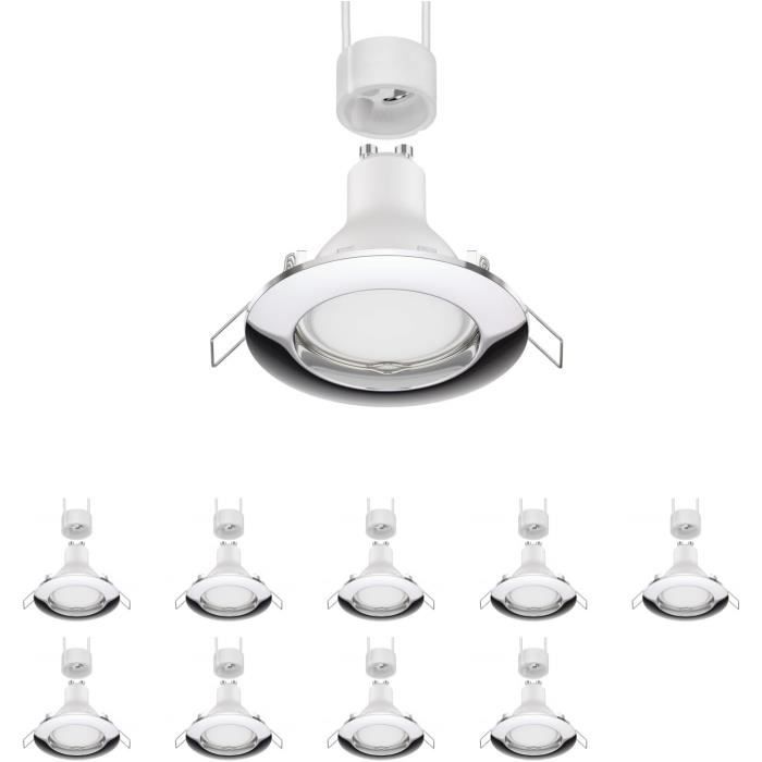 10 Spots LED Encastrables GIEDI En Plâtre - GU10 630lm Blanc Chaud - DIY Personnalisable - Économiques 7W