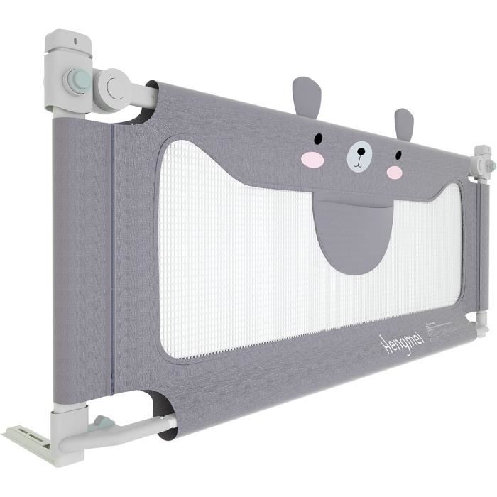 Barrière De Lit Bébé Réglable 40-60 Cm – Forme Modulable (I, L, O, U) – Housse Démontable Lavable – Gris