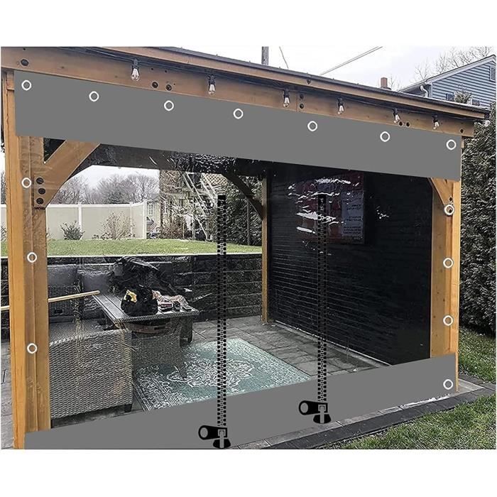 Panneaux Latéraux Bâche Transparente Pour Gazebo Avec Fermeture Éclair - Rideaux PVC Imperméable Extérieur Pergola