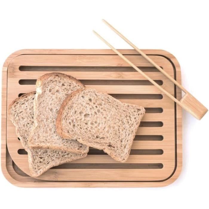 Set Tagliere E Pinze In Bambù Pebbly - 26x20cm, Per Pane E Formaggi - Foto 2