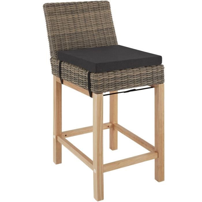 chaise de bar en rotin latina - tectake - marron naturel - aluminium - extérieur - contemporain