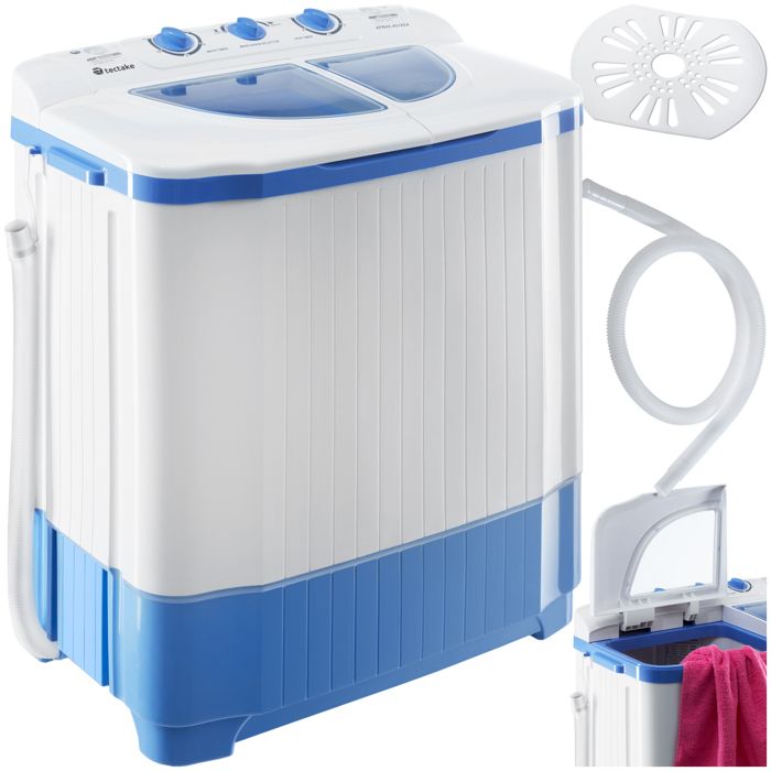 tectake mini machine a laver et a essorer jusqu a 4 5 kg lave linge compact bleu blanc cdiscount electromenager