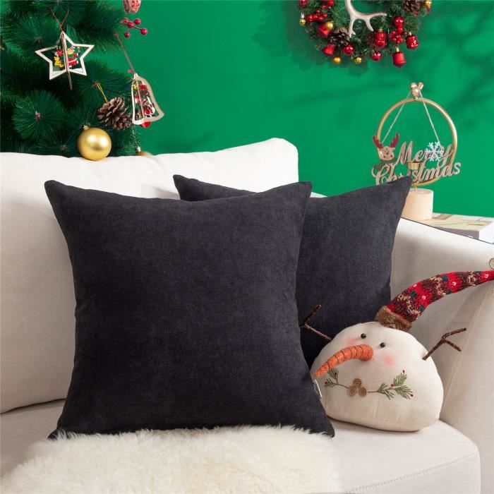 Topfinel Lot de 2 Housse de Coussin 40x60cm Décoratif Canapé en Chenille Housses Coussin Decoration Chambre Carré Couleur Uni pour Chaise,Voiture,Bureau Gris Clair