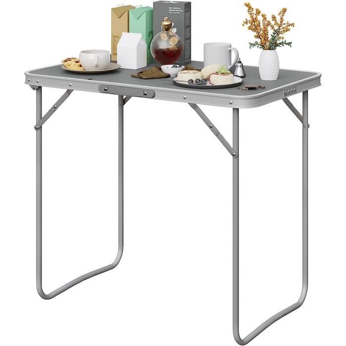 HollyHOME Table Pliante Carrée 87cm - Table De Camping, Pique-Nique Et Jardin - Robuste Et Portable