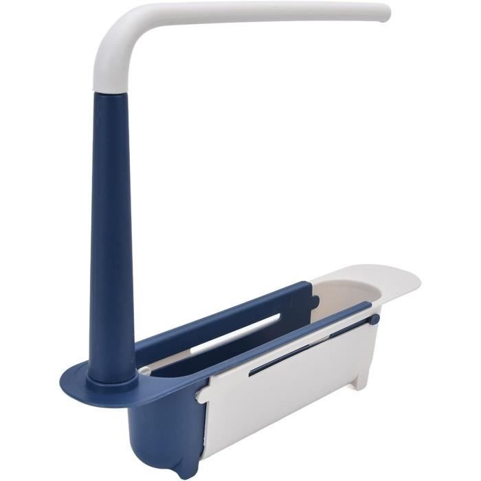 Porte-éponge Réglable Pour évier - Télescopique 36-42 Cm, Avec Barre à Serviette, Rangement 2 En 1