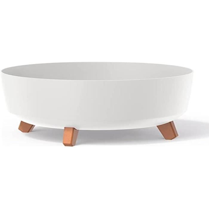Pot De Fleurs Bas 14,3L Avec Pieds Amovibles Et Insert 380 Mm, Blanc ...