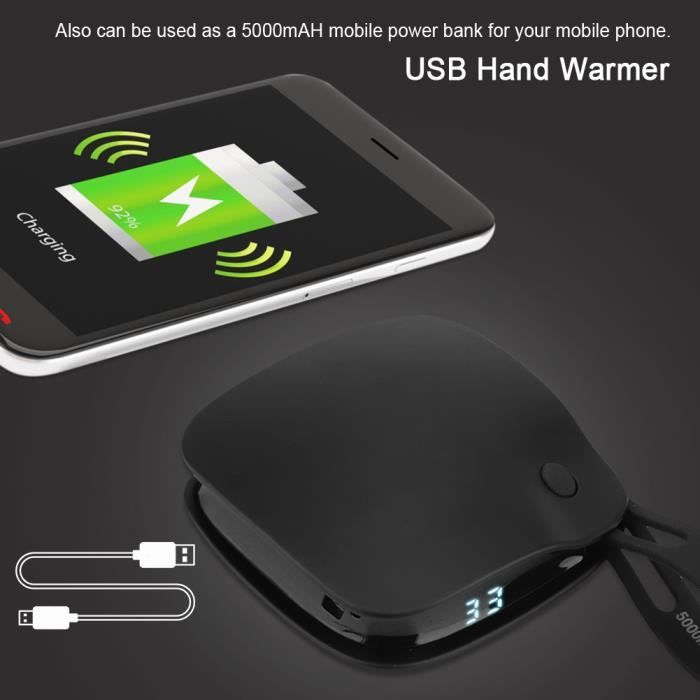Chauffe-mains Rechargeable USB 2 En 1 Magnétique - 4 Niveaux Chaleur (45-60°C) - Écran LCD - Portable Pour Sport, Camping, Randonnée - Cadeau Hiver