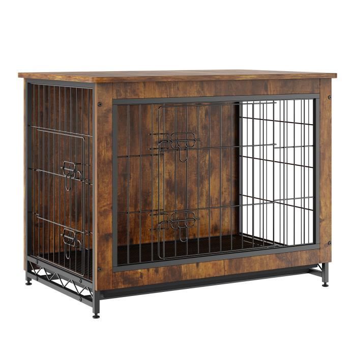 Cage Pour Chien - Vevor - Meuble Cage Pour Chien Bois 82,6x55,6x64 Cm Avec Portes Doubles Et Plateau