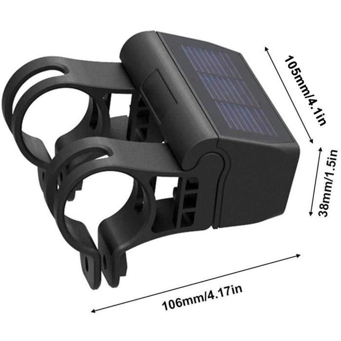 VGEBY phare LED pour vélo VGEBY Lampe à énergie solaire pour vélo Lampe de vélo à énergie solaire, phare LED sport velo Noir