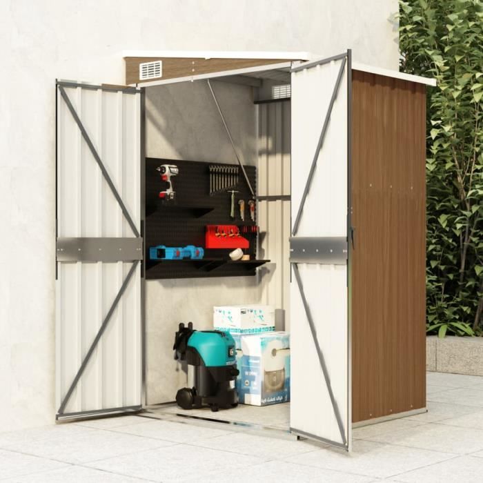 SALE 2024 Remise de jardin JMS - Armoire extérieur murale Marron 118x100x178 cm Acier galvanisé 13291Kg