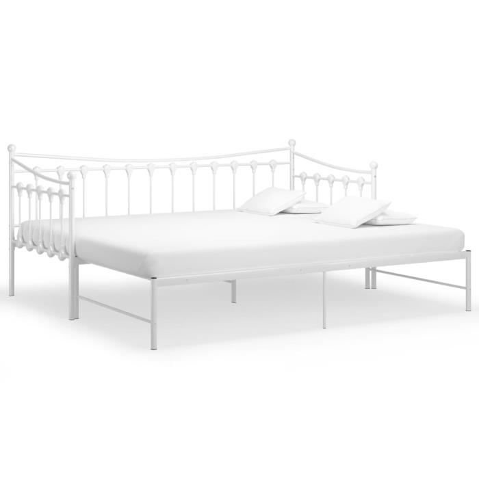 Canapé-lit extensible VIDAXL - Vintage - 90x200 cm - Blanc métal - Pour 2 personnes