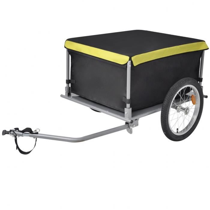 vidaxl remorque de bicyclette noir et jaune 65 kg montage