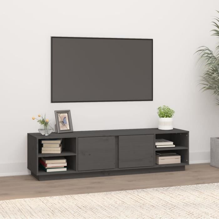 814456 vidaXL Meuble TV Gris 156x40x40 cm Bois de pin massif
