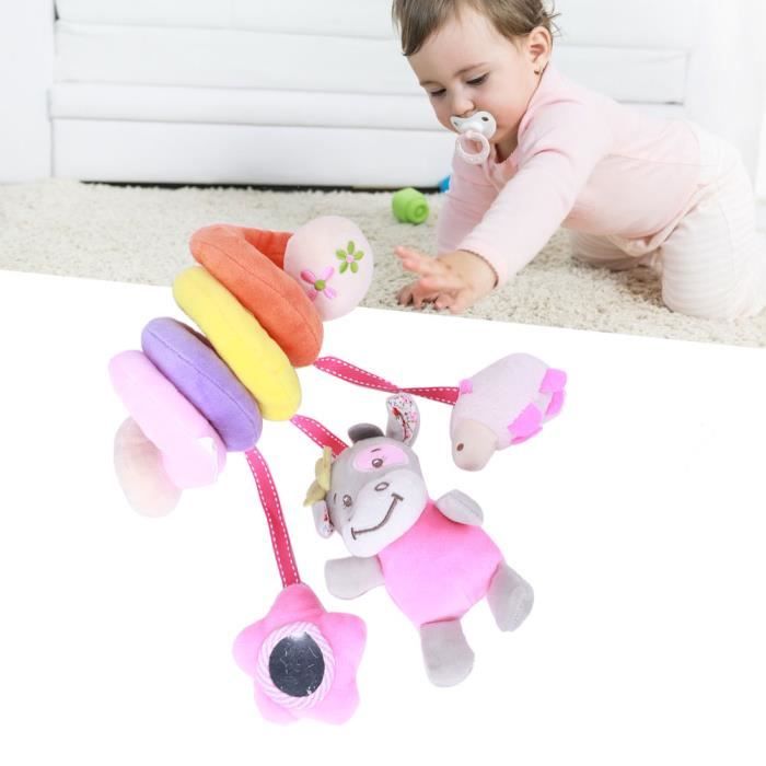 Spirale D'activités Ours Rose Pour Bébé – Peluches-hochets à Visser Sur Berceau Ou Poussette