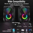 Enceinte PC Gamer, Haut-Parleurs pour Ordinateurs 3W USB 2.0 Audiocore Noir RGB-1
