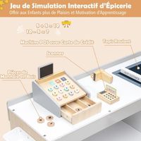 DREAMADE Jouet De Supermarché En Bois Pour Enfants, Marchande Enfants Avec Chariot Caisse Scanner Tableau Noir Et Frigo Ideal Pour Garcons Et Filles De Plus De 3 Ans Jaune Blanc