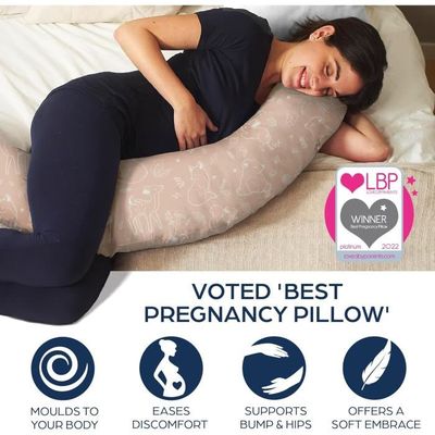 Lumaland Coussin D'allaitement XXL 190cm - Grossesse Et Sommeil Côté - Housse Coton Amovible - Hypoallergénique