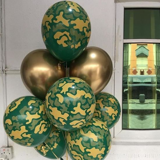 10X 12 pouces Matel Camouflage Ballons militaire thème combattant réservoir  vert imprimé ballon bébé douche Brith 10pcs -FA15562 - Cdiscount Maison