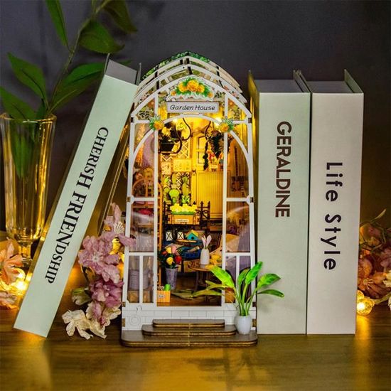 Support de Livre en Bois 3D Puzzle Bricolage Maison de poupée bibli Support de Livre en Bois 3D Puzzle Bricolage Maison de poupée bibli