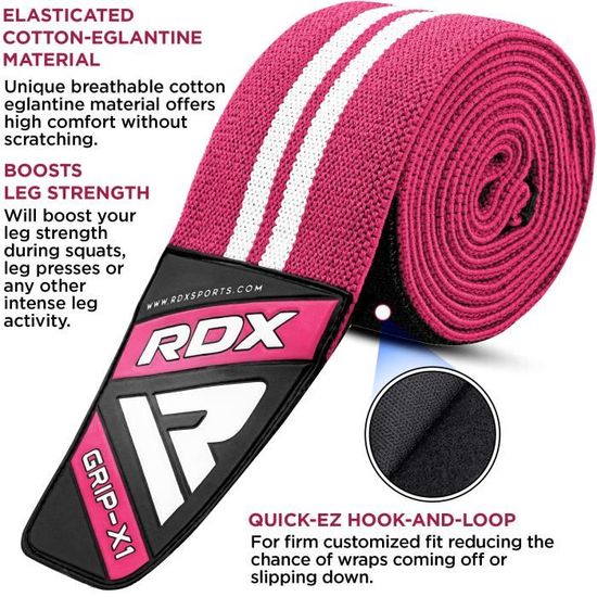 Genouillères RDX Powerlifting - Bandes Élastiques 2m - Certifiées IPL & USPA - Pour Squats, Haltérophilie, Fitness - 2