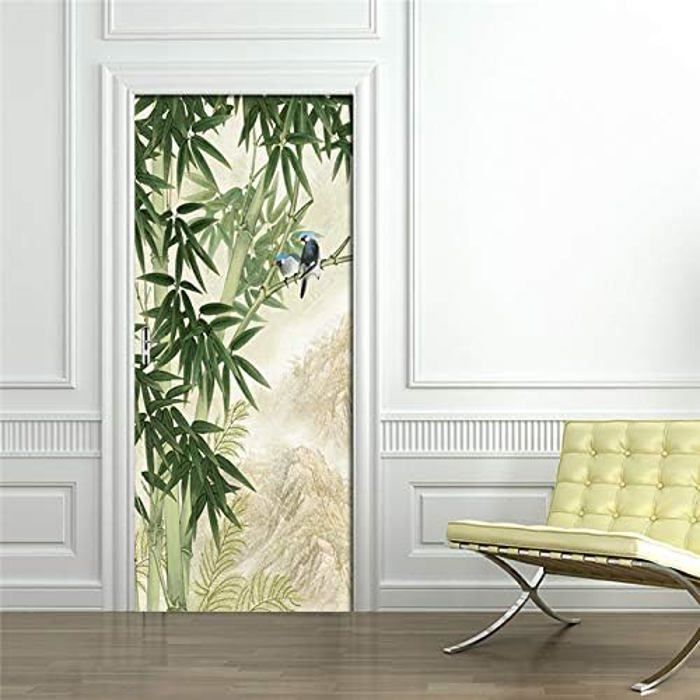 Stickers Porte Bambou Poster Porte Trompe L'oeil, Effect 3D Bambou Stickers Porte Bambou Poster Porte Trompe L'oeil, Effect 3D Bambou