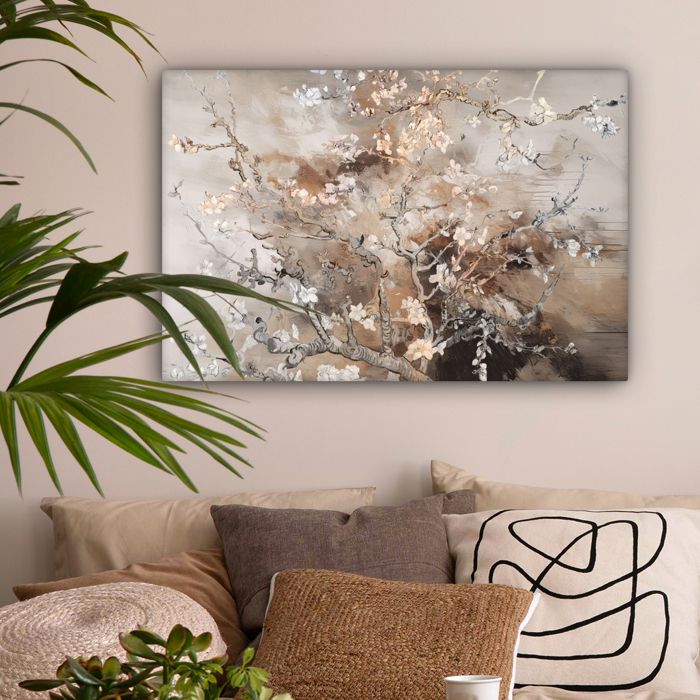 MuchoWow® Peinture sur verre 90x60 cm - Peinture sur verre acrylique - Arbre - Fleurs