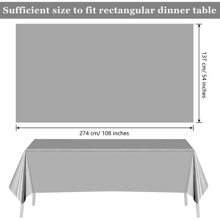 PLULON 2 Pcs Nappe Noire Couverture de Table en Plastique 137 x 274 cm  Couverture de Table Rectangle pour Fête d'anniversaire Décorations de Table  à