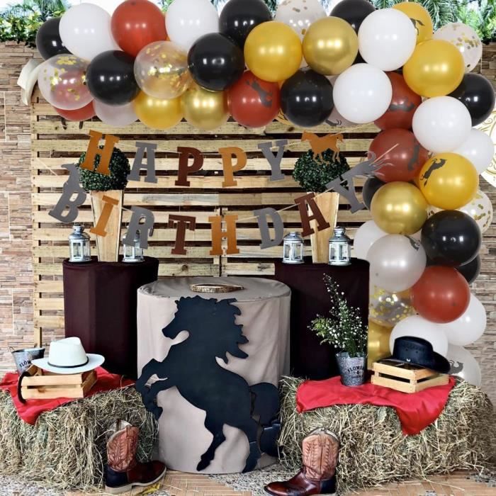 Décorations de fête d'anniversaire, cheval, course de chevaux, bannière en  fer à cheval, ballons, gâteaux pour garçons, fournitures de fête pour  adultes - AliExpress