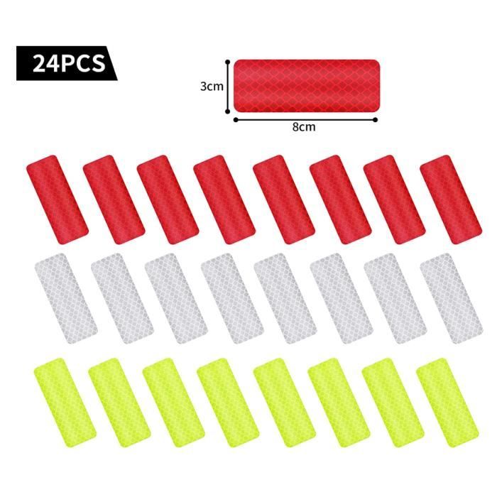 Lot De 16 Bandes Réfléchissantes Autocollantes Voiture Vélo - Sécurité Nocturne Rouge Bleu Blanc Jaune