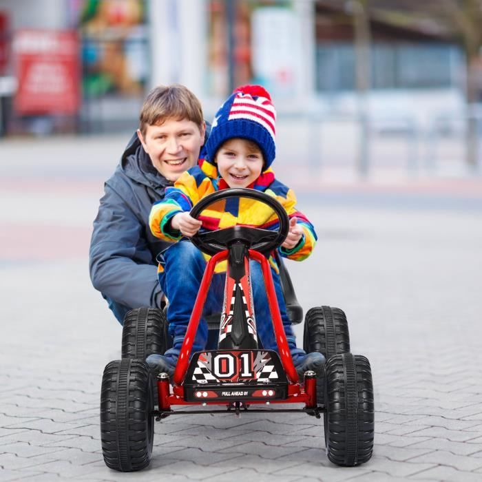Kart à Pédales COSTWAY Pour Enfants 3-6 Ans - Siège Réglable, Frein à Main, Vert - Vélo Extérieur Robuste