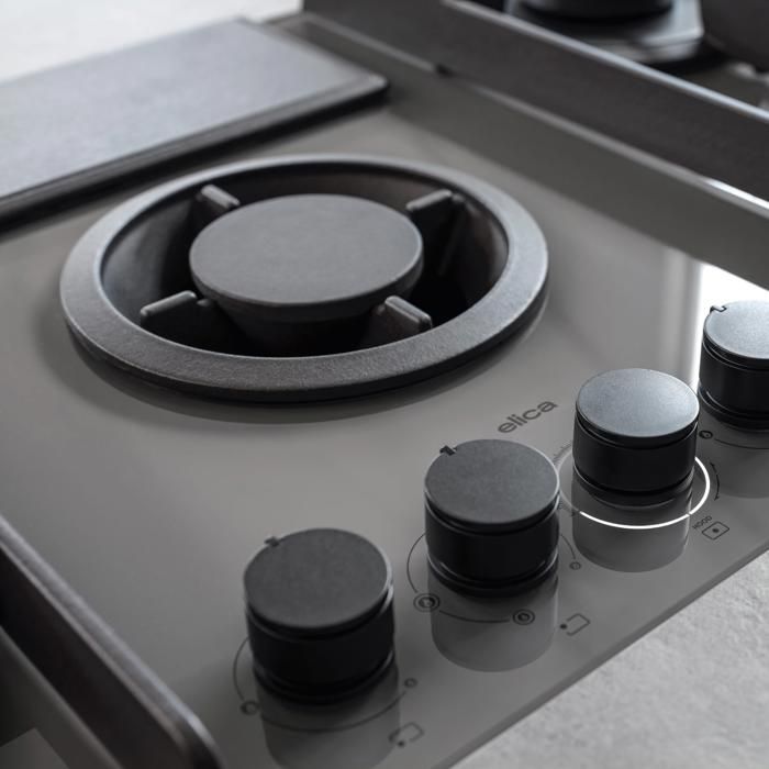 Plaque de cuisson gaz avec hotte intégrée Elica NIKOLATESLA FLAME 88cm GRIS Recyclage Gris