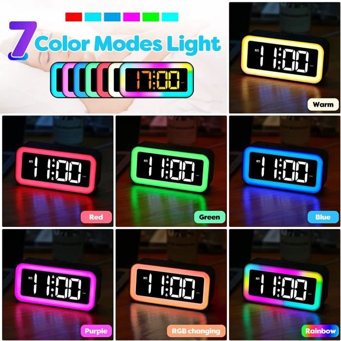 Réveil pour enfants - Réveil lumineux Horloge numérique avec 7