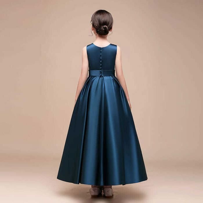 Robe Enfant Fille Robe D'été Fille Sans Manches, Col Carré (uni