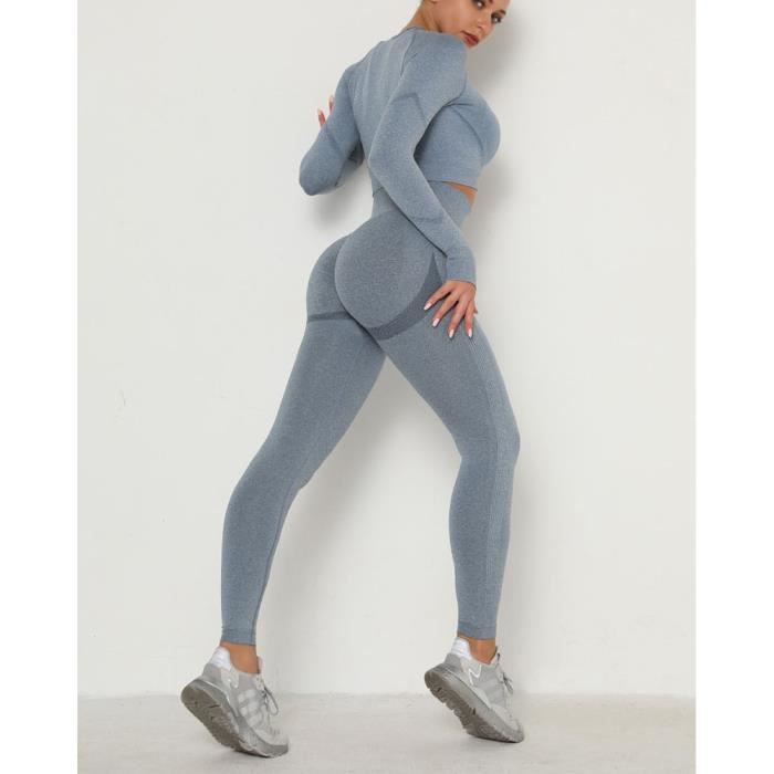 Ensemble 2 pièces de combinaison personnalisée à manches longues et imprimé  teint par nouage pour femme, joli brassière + pantalon de yoga à taille  haute sans couture ensemble de tenues de sport