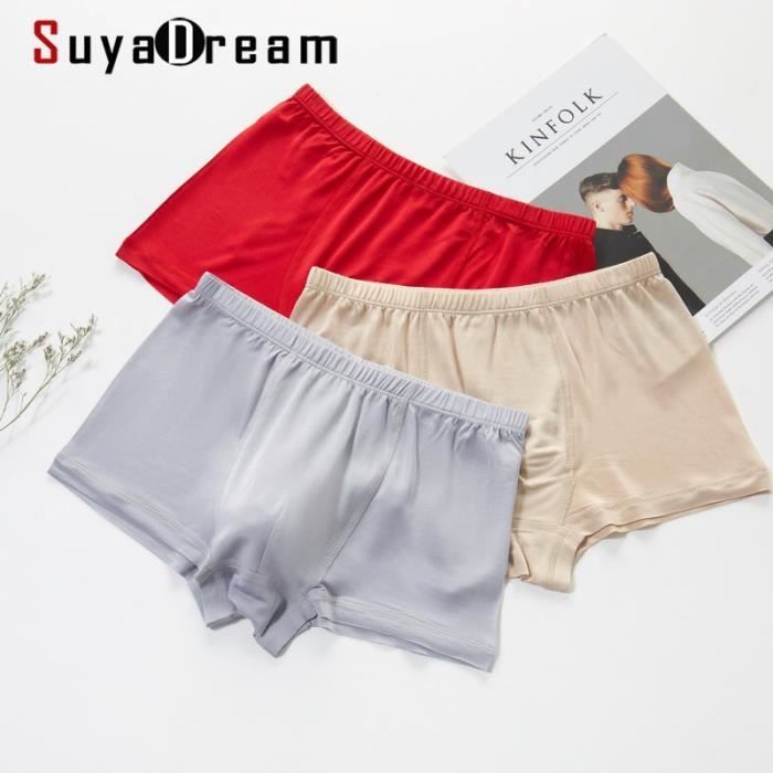 Sous vetement Calecon en soie 100 naturelle pour homme BOXER sous vetement solide et sain Type Rouge Blanc Cdiscount Pret a Porter