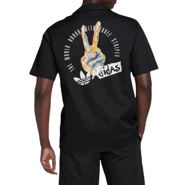 Chemise Manches Courtes Noir Homme Adidas Twill Black Cdiscount Pret a Porter