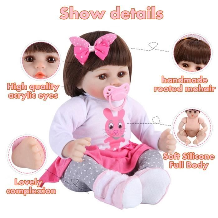 Poupée Serendoll Reborn entièrement en silicone de 17 po/ 43 cm, coque rigide en vente B2B pour votre magasin