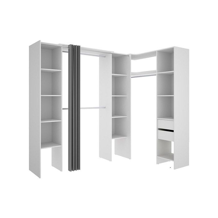 Dressing d'angle extensible DORIAN Blanc et gris 3 colonnes de