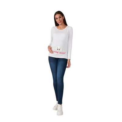 T-Shirt Maternité Coming Soon - Manches Longues Coton Élasthanne Pour Femme Enceinte