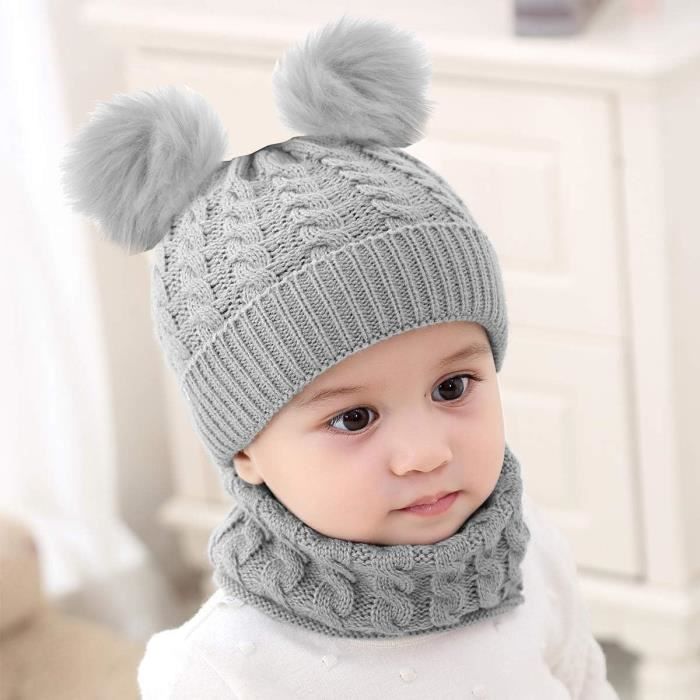 Bonnet BéBé Fille Hiver Pompom 0-24 Mois TricotéS Bonnet BéBé