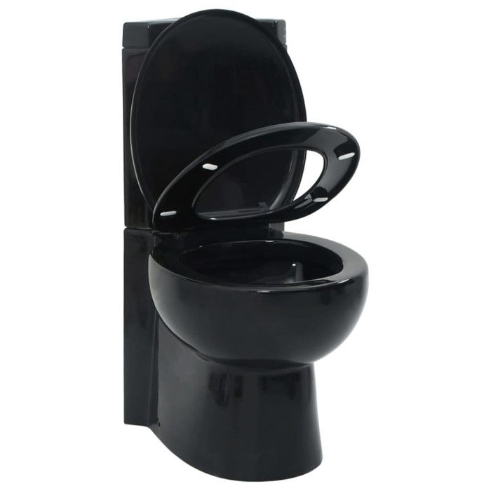 vidaXL Cuvette WC Céramique Noir Abattant WC Fermeture en Douceur Toilette  141134