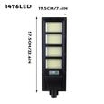 1500W 1496 LED Lampe Solaire PIR Réverbère Extérieur Lumière Sécurité Pour Allée Jardin Télécommande 1496 LED-3